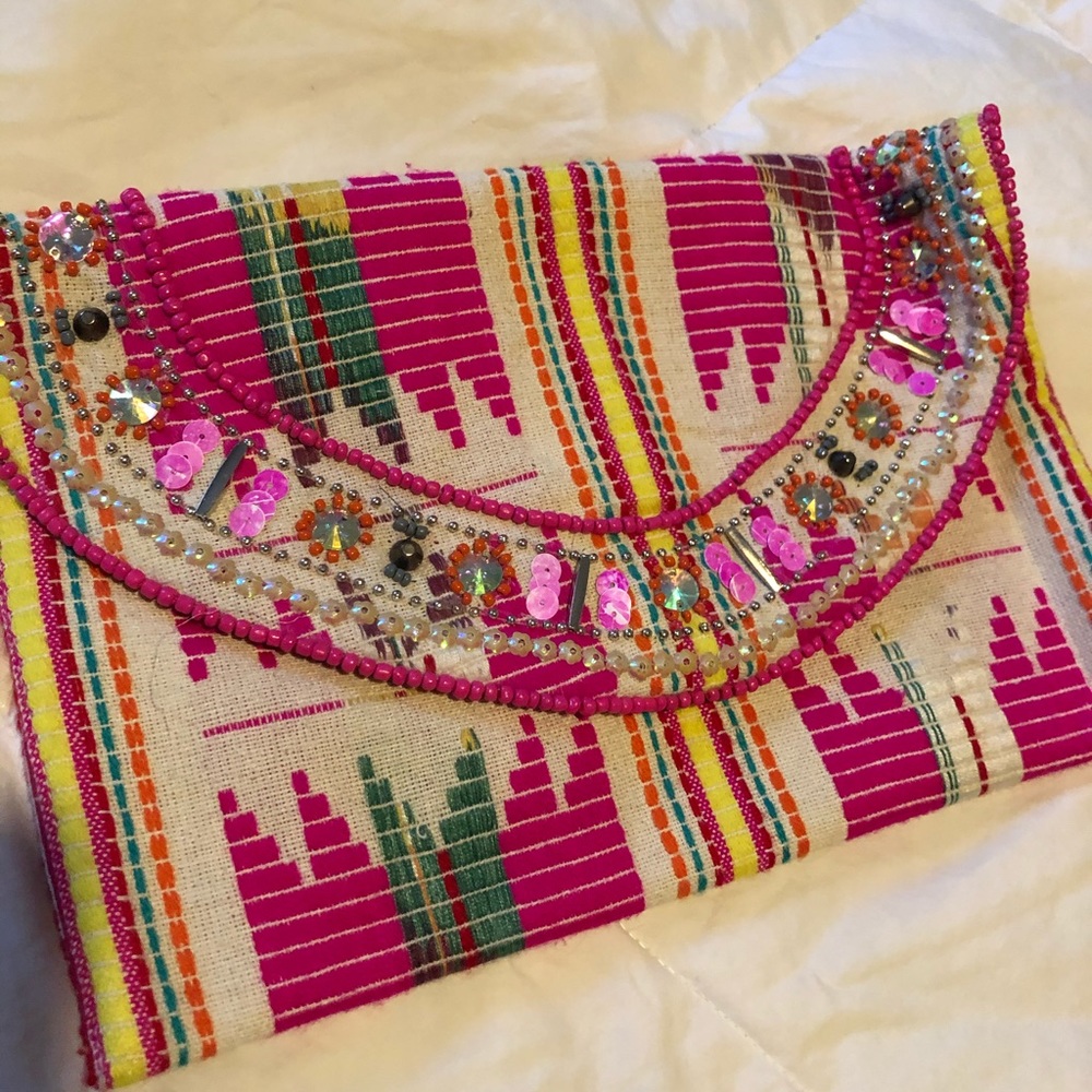 Aztec patterned clutch purse